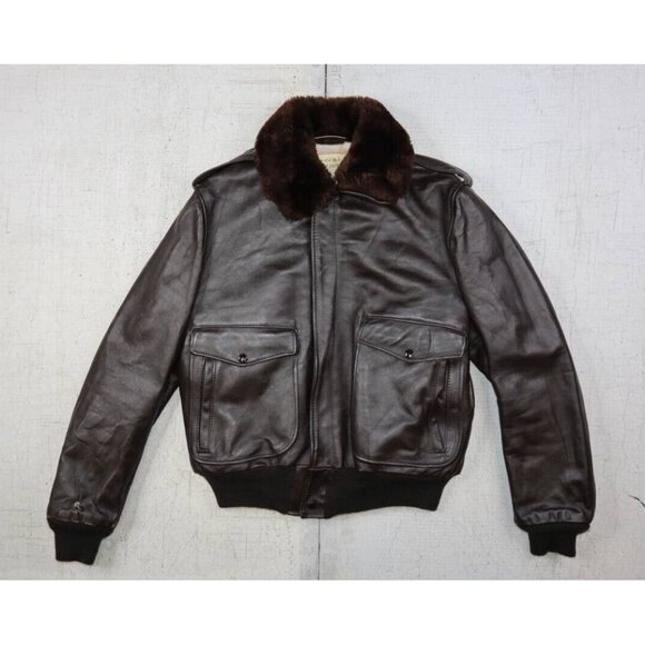 Vintage Leather Flight Bomber Jacket I-S-674-M-S Sherpa Lined Talon Sz 42